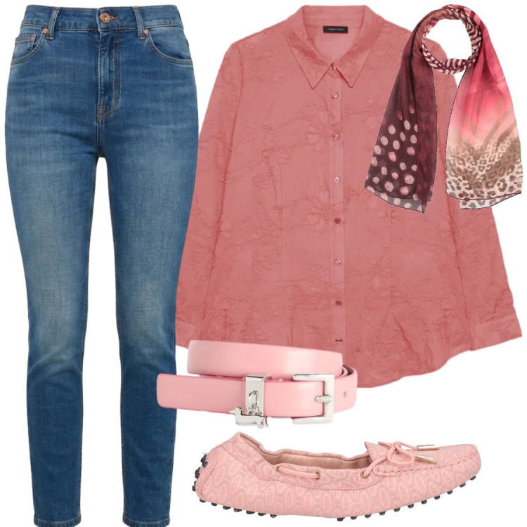 Outfit donna - Semplice e sofisticata in camicia&jeans. Stile Casual chic per Ufficio. Abbinamento con sciarpe, mocassini, cinture, jeans, camicie.