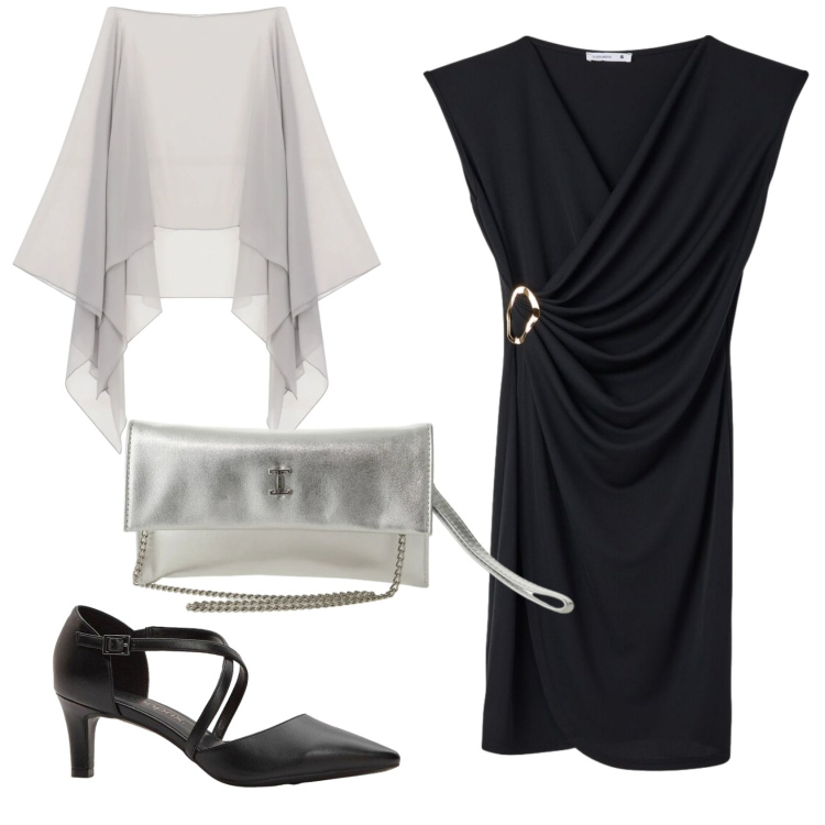 Outfit donna - Total look #2406334. Stile Chic per Serata fuori. Abbinamento con décolleté, vestiti corti, borse a tracolla, cappe.
