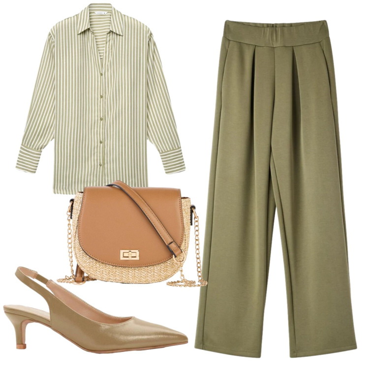 Outfit donna - Total look #2406348. Stile Basic per Ufficio. Abbinamento con borse a tracolla, décolleté, camicie, pantaloni.