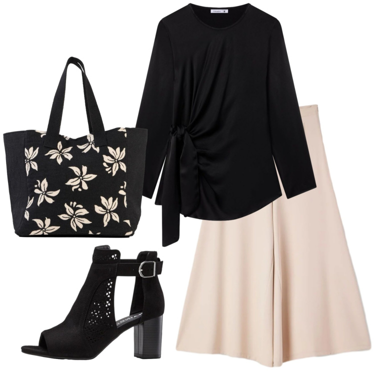Outfit donna - Total look #2406363. Stile Chic per Serata fuori. Abbinamento con sandali col tacco, shopping bag, pantaloni, bluse.
