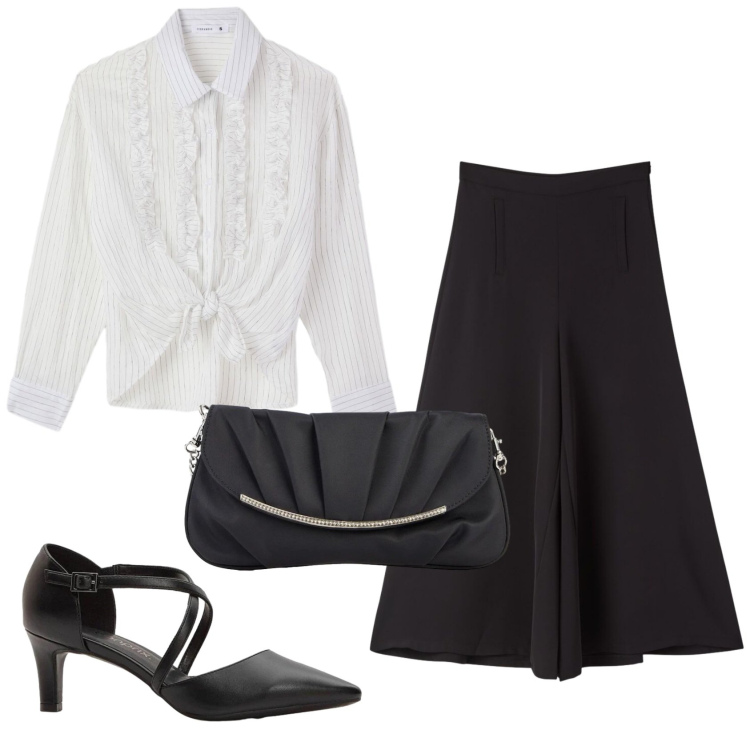 Outfit donna - Total look #2406394. Stile Chic per Serata fuori. Abbinamento con décolleté, clutch, camicie, pantaloni.