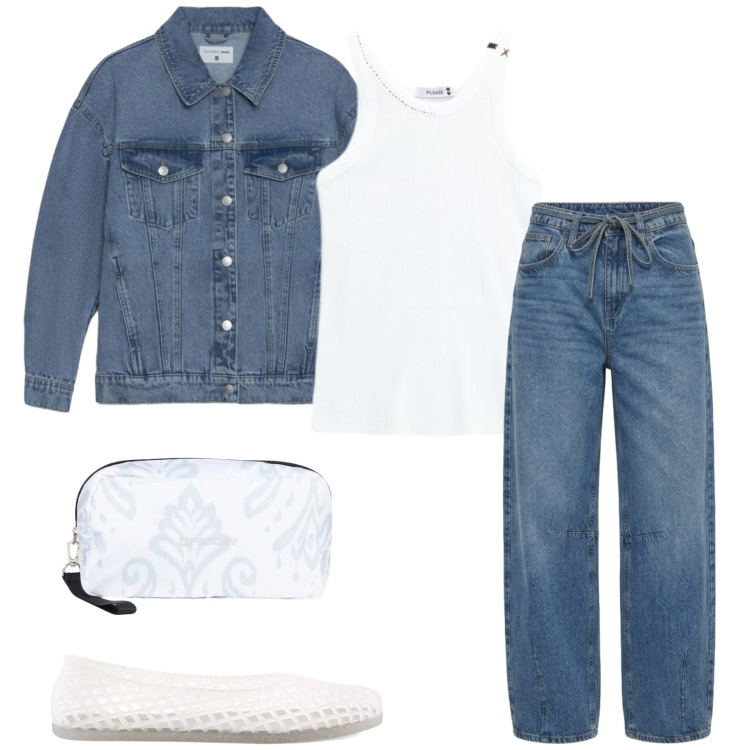 Outfit donna - Total look #2406435. Stile Urban per Tutti i giorni. Abbinamento con jeans, cappotti, top, valigie, ballerine.
