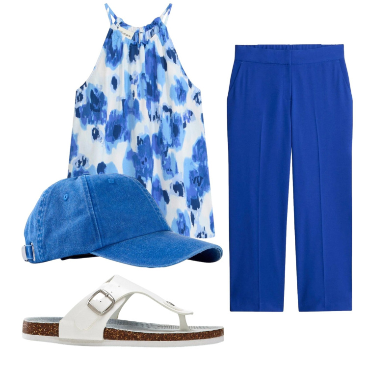 Outfit donna - Total look #2406448. Stile Basic per Tutti i giorni. Abbinamento con canottiere, pantaloni, infradito, cappelli con visiera.
