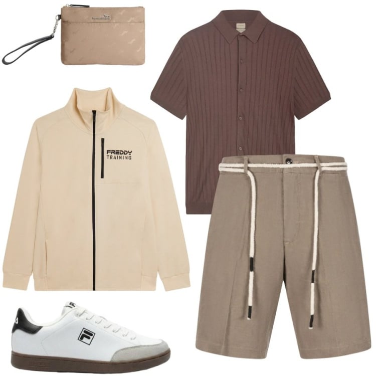 Outfit uomo - Total look #2406492. Stile Casual per Tutti i giorni. Abbinamento con sneakers, bermuda, polo, borse sportive, felpe.