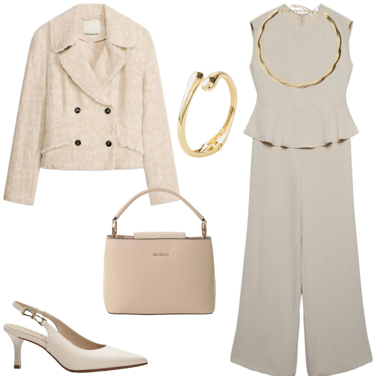 Outfit donna - Quiet dress. Stile Chic per Ufficio. Abbinamento con braccialetti, décolleté, blazer, tute, collane, borse a secchiello.