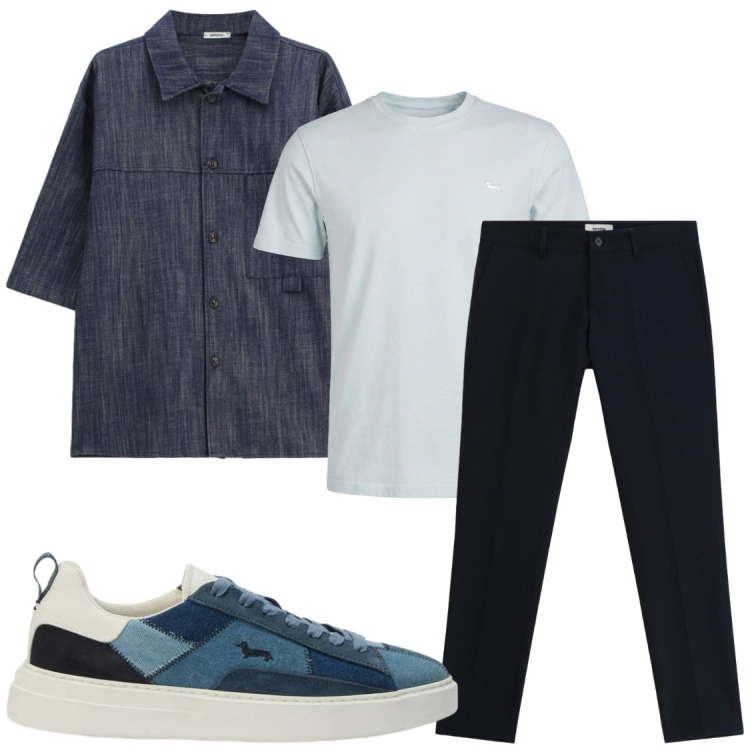 Outfit uomo - Maggio. Stile Casual per Tutti i giorni. Abbinamento con t-shirt, sneakers, pantaloni, camicie a manica corta.