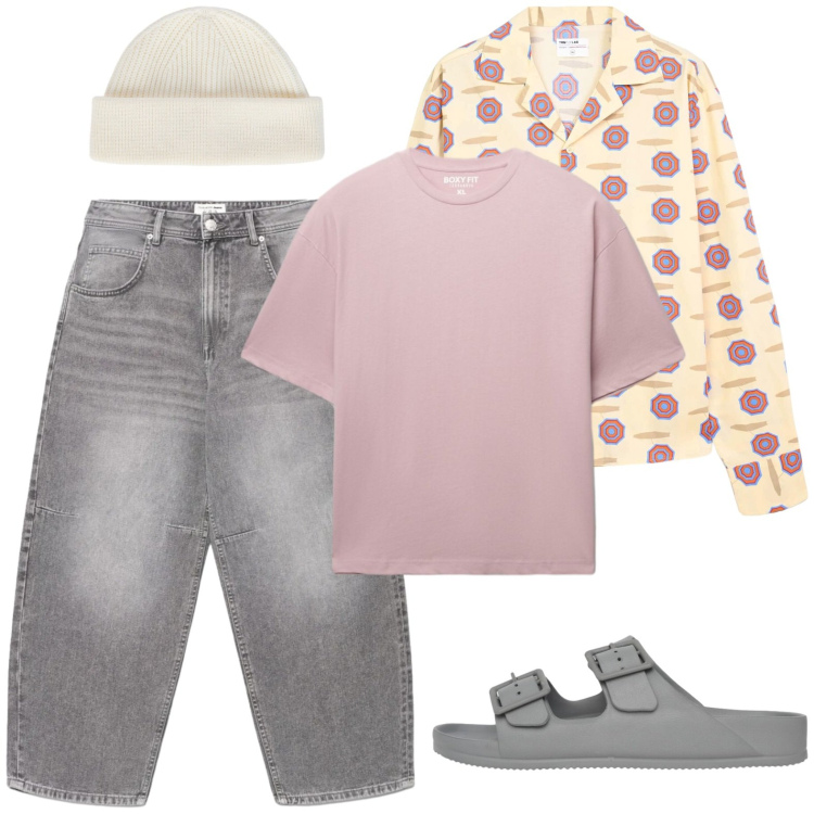 Outfit uomo - Total look #2406634. Abbinamento con camicie, t-shirt, jeans, sandali, berretti.