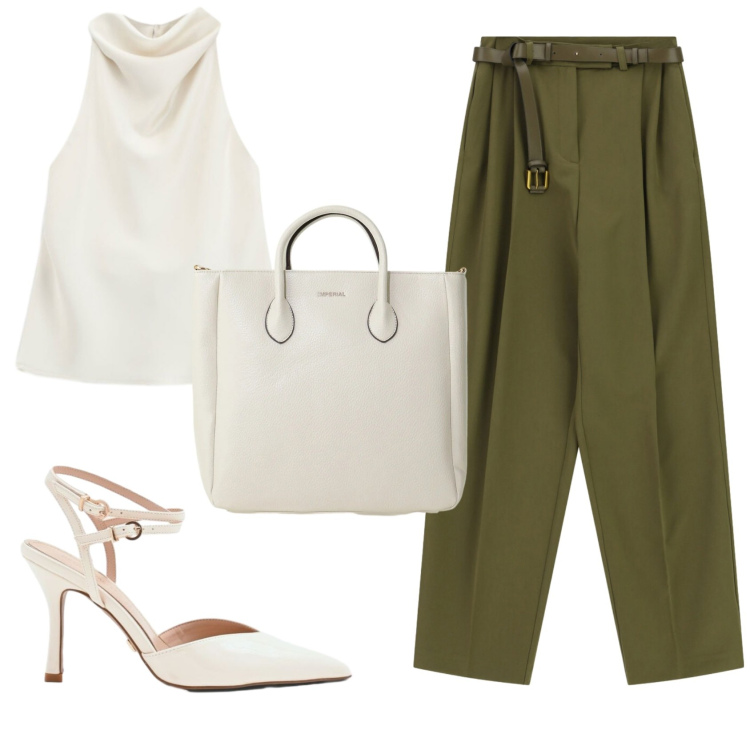 Outfit donna - Total look #2406641. Stile Trendy per Serata fuori. Abbinamento con décolleté, pantaloni a palazzo, top, borse a tracolla.