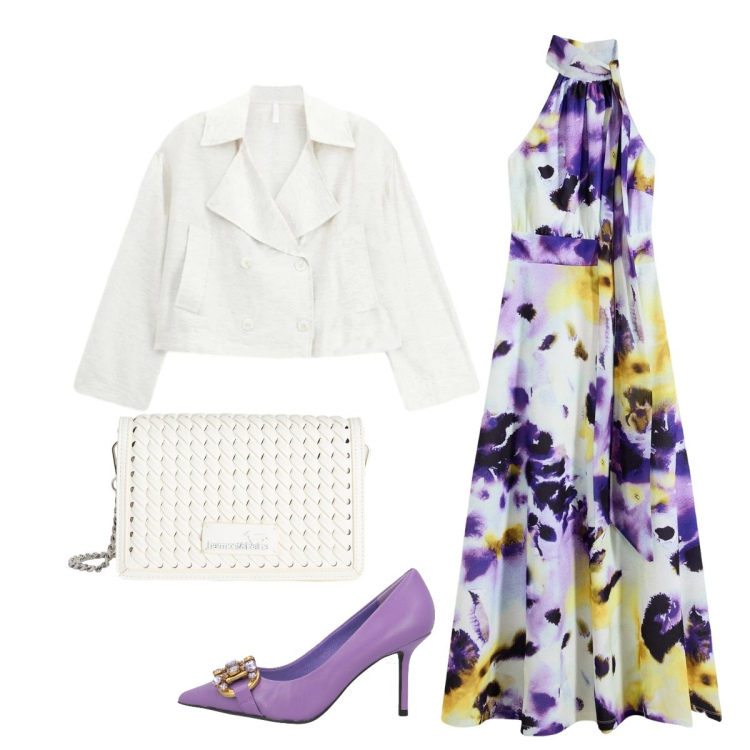 Outfit donna - Décolleté color malva. Stile Glamour per Serata fuori. Abbinamento con décolleté, vestiti lunghi, blazer, borse a tracolla.