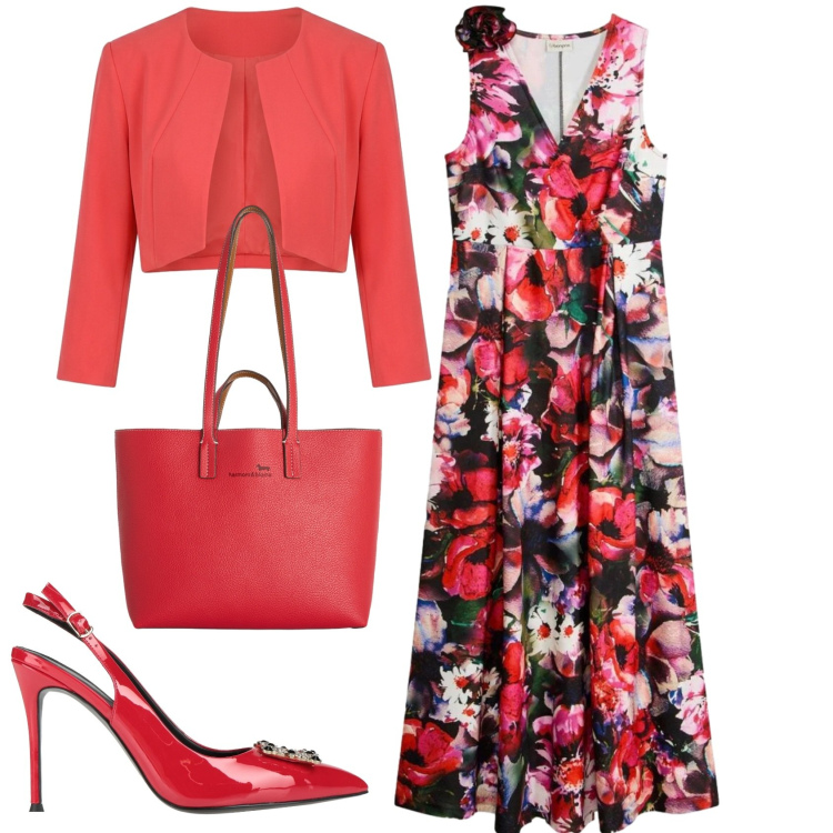 Outfit donna - Total look #2406750. Stile Trendy per Serata fuori. Abbinamento con décolleté, vestiti, bolero, shopping bag.