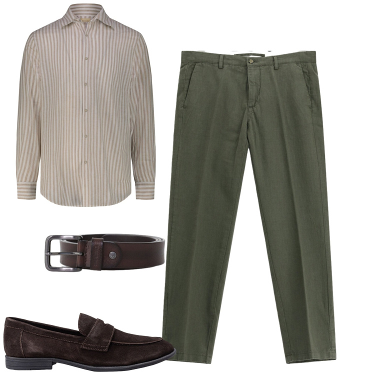 Outfit uomo - City. Stile Urban per Tutti i giorni. Abbinamento con cinture, pantaloni, camicie, scarpe stringate.