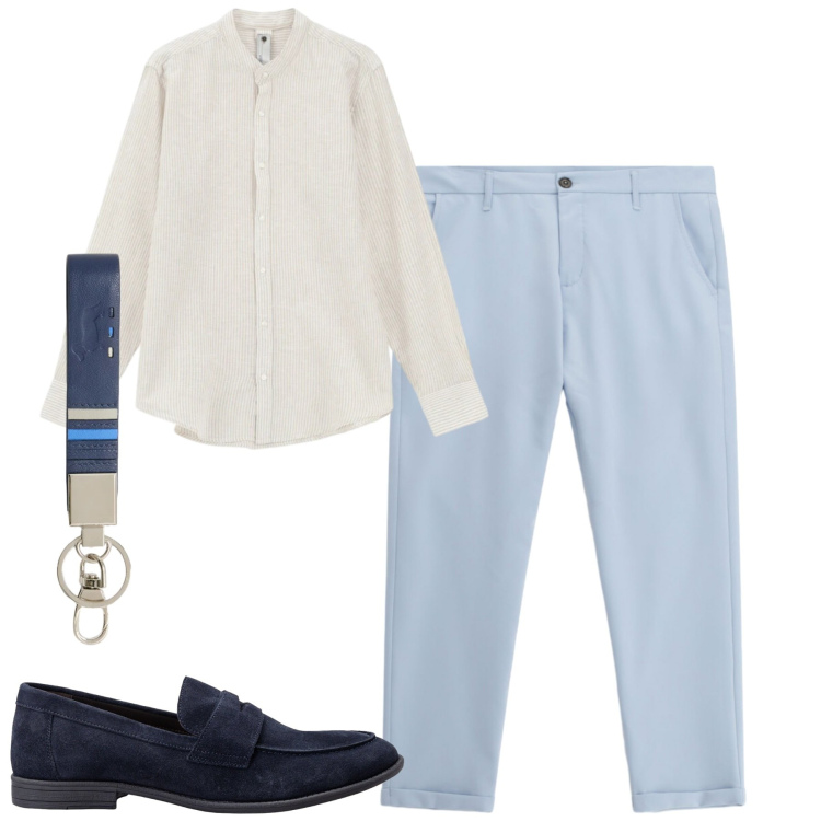 Outfit uomo - Total look #2406761. Stile Urban per Tutti i giorni. Abbinamento con pantaloni, camicie, portachiavi, scarpe stringate.