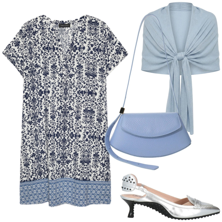Outfit donna - Total look #2406804. Stile Romantica per Cerimonia. Abbinamento con décolleté, stole, borse a spalla, vestiti corti.