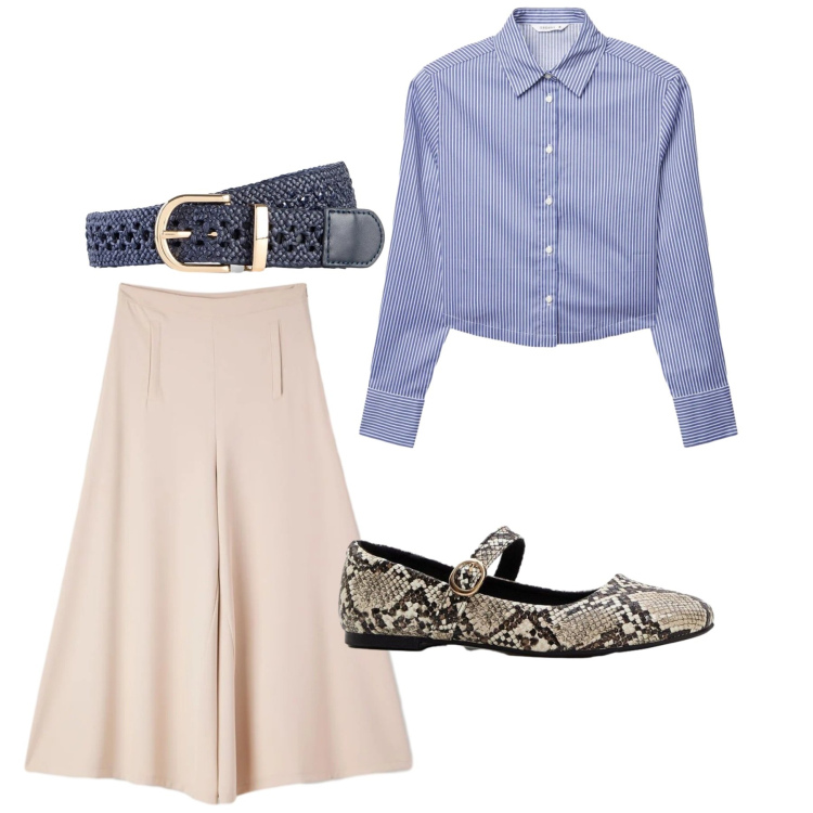 Outfit donna - Total look #2406807. Stile Basic per Ufficio. Abbinamento con cinture, ballerine, pantaloni, camicie.