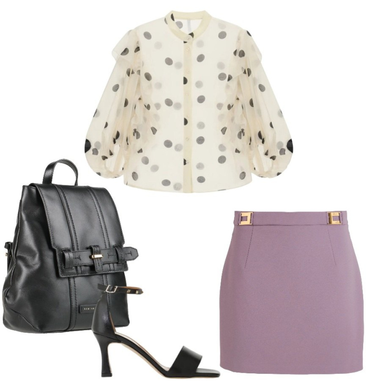 Outfit donna - Total look #2406825. Stile Casual chic per Tutti i giorni. Abbinamento con minigonne, zaini, sandali col tacco, camicie.
