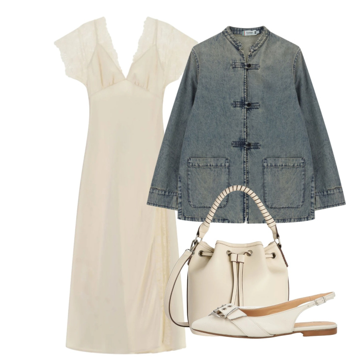 Outfit donna - Quiet dress - @pamela. Stile Bon Ton per Tutti i giorni. Abbinamento con ballerine, vestiti lunghi, borse a secchiello, blazer.