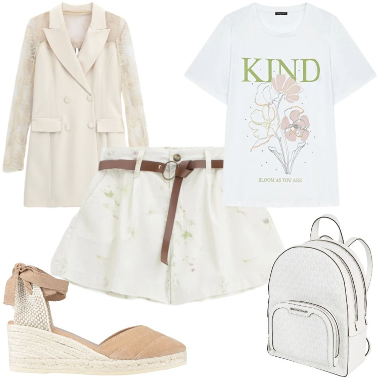 Outfit donna - Total look #2406881. Stile Romantica per Tutti i giorni. Abbinamento con espadrillas, zaini, vestiti corti, shorts, t-shirt.