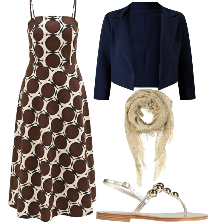 Outfit donna - Total look #2406929. Stile Glamour per Serata fuori. Abbinamento con stole, infradito, vestiti lunghi, bolero.