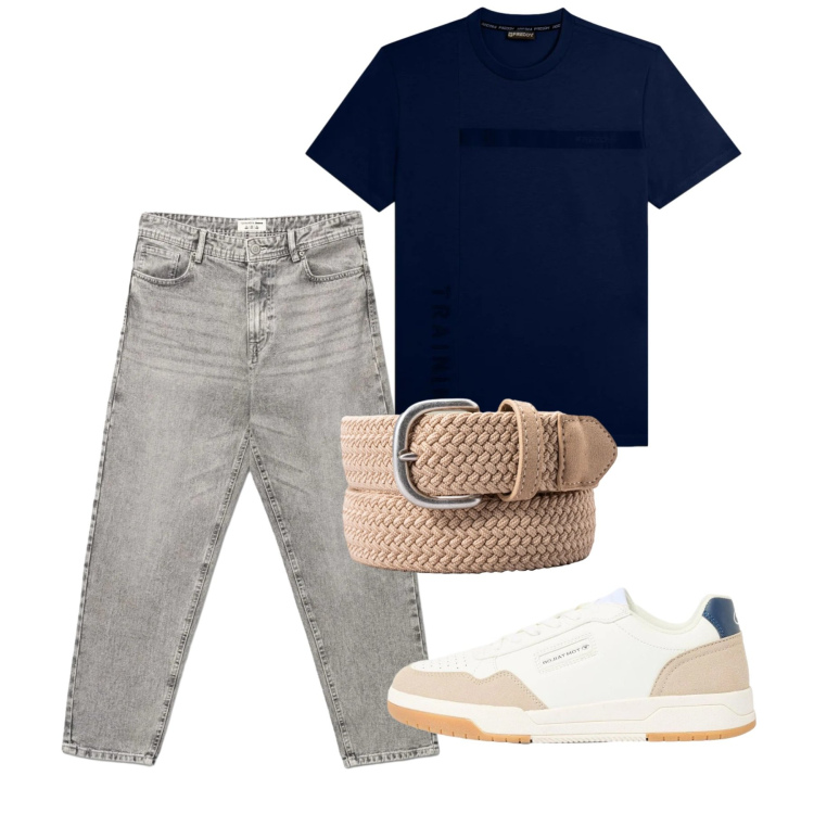 Outfit uomo - Casual mood maggio. Stile Casual per Tutti i giorni. Abbinamento con sneakers, jeans, t-shirt, cinture.