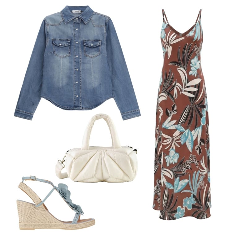 Outfit donna - Total look #2407040. Stile Etnico per Serata fuori. Abbinamento con espadrillas, vestiti lunghi, camicie, borse a mano.