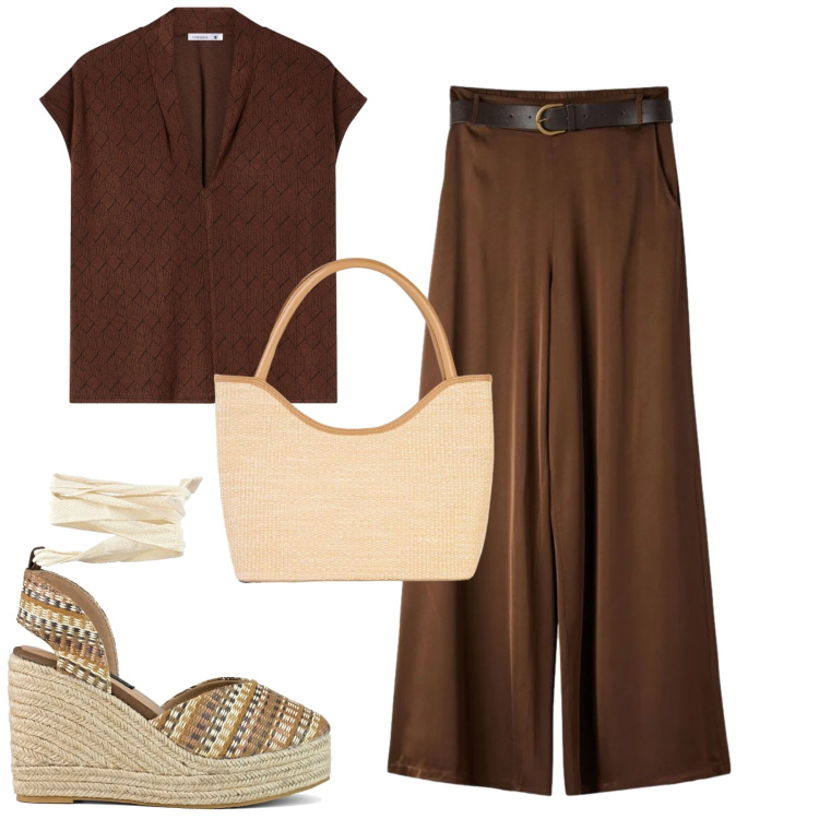 Outfit donna - Total look #2407082. Stile Basic per Tutti i giorni. Abbinamento con shopping bag, pantaloni, bluse, zeppe.