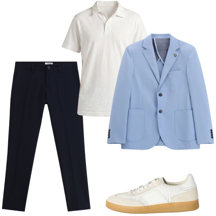 Outfit uomo - Maggio. Stile Casual per Tutti i giorni. Abbinamento con pantaloni, giacche, polo, sneakers.