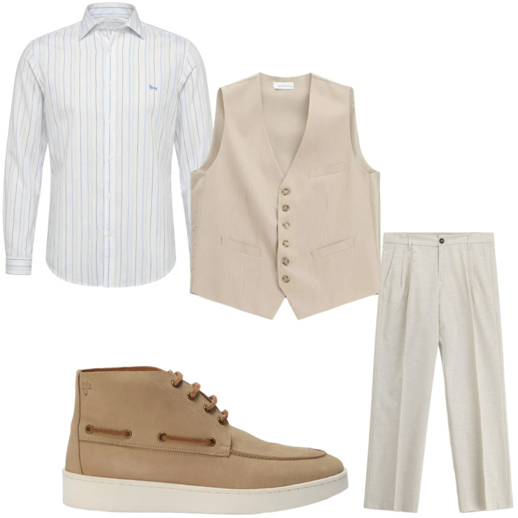 Outfit uomo - Dandy. Stile Casual per Tutti i giorni. Abbinamento con pantaloni, gilet, camicie, stivali e stivaletti.