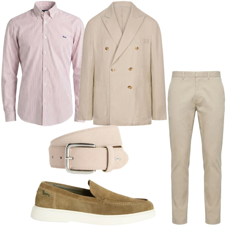 Outfit uomo - Camicia classica. Stile Trendy per Ufficio. Abbinamento con cinture, camicie, pantaloni, scarpe stringate, giacche.
