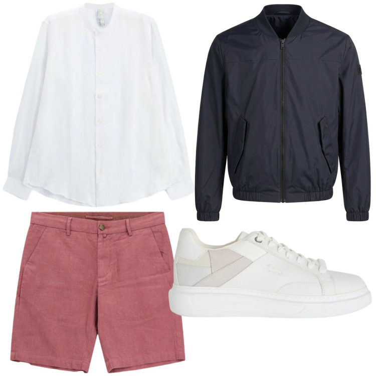 Outfit uomo - Camicia iconica. Stile Trendy per Tutti i giorni. Abbinamento con camicie, bermuda, sneakers, bomber.