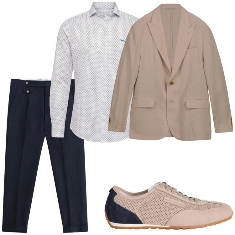 Outfit uomo - Sneakers minimal. Stile Trendy per Tutti i giorni. Abbinamento con pantaloni, sneakers, camicie, giacche.