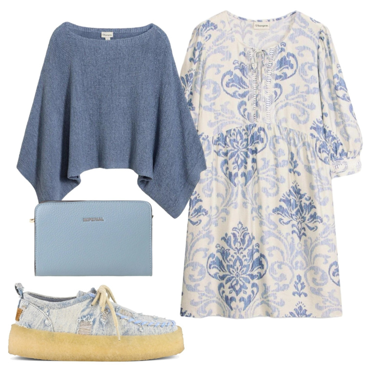 Outfit donna - Total look #2407267. Stile Basic per Tutti i giorni. Abbinamento con vestiti corti, maglieria, borse a tracolla, scarpe stringate.