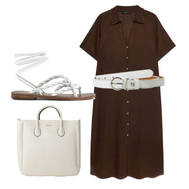 Outfit donna - Quiet dress - @pamela. Stile Bon Ton per Tutti i giorni. Abbinamento con cinture, borse a tracolla, vestiti chemisier, sandali in pelle.