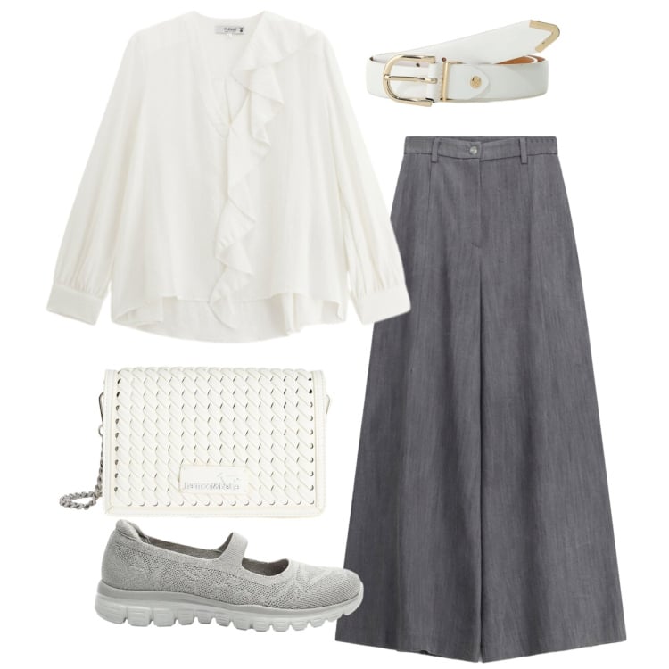 Outfit donna - Quiet dress - @pamela. Stile Bon Ton per Tutti i giorni. Abbinamento con ballerine, pantaloni a palazzo, cinture, borse a tracolla, bluse.