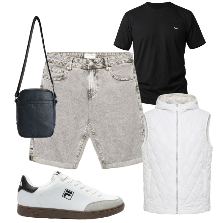 Outfit uomo - Sneakers. Stile Casual per Tutti i giorni. Abbinamento con sneakers, shorts, t-shirt, borse sportive, piumini.