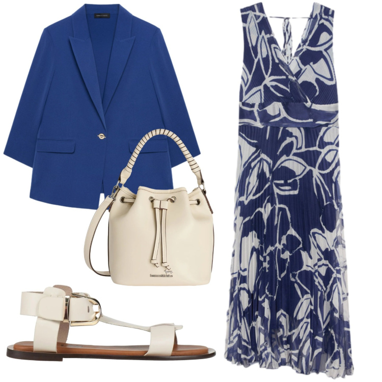Outfit donna - Total look #2407328. Stile Basic per Tutti i giorni. Abbinamento con sandali alla schiava, borse a secchiello, vestiti lunghi, blazer.