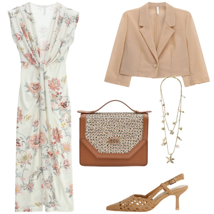 Outfit donna - Stamattina cerimonia. Stile Chic per Cerimonia. Abbinamento con vestiti lunghi, décolleté, blazer, collane, pochette.