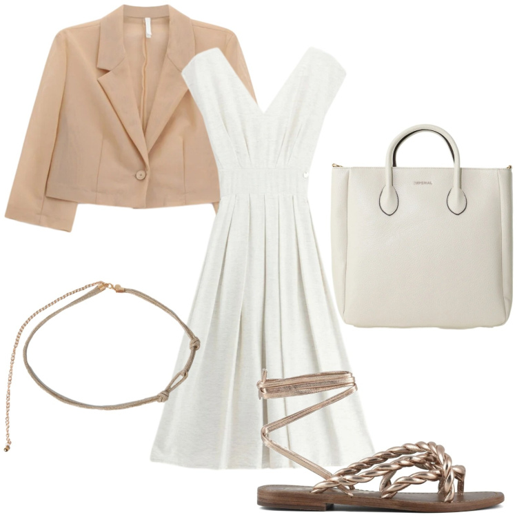 Outfit donna - Quiet dress. Stile Bon Ton per Ufficio. Abbinamento con vestiti midi/longuette, blazer, borse a tracolla, cinture, sandali in pelle.