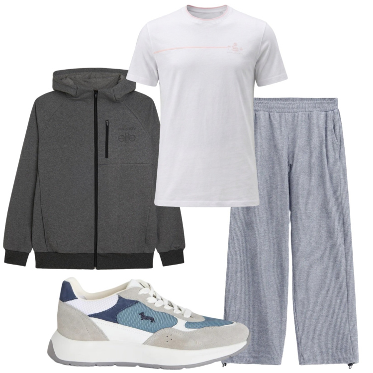 Outfit uomo - Total look #2407387. Stile Trendy per Sport. Abbinamento con sneakers, t-shirt, pantaloni, felpe con cappuccio.