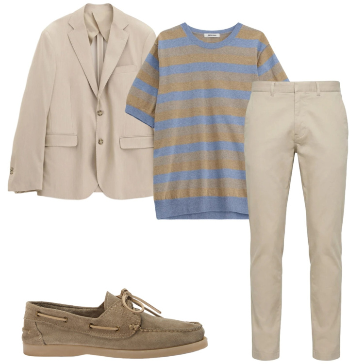 Outfit uomo - Total look #2407390. Stile Trendy per Ufficio. Abbinamento con giacche, maglieria, pantaloni, scarpe stringate.