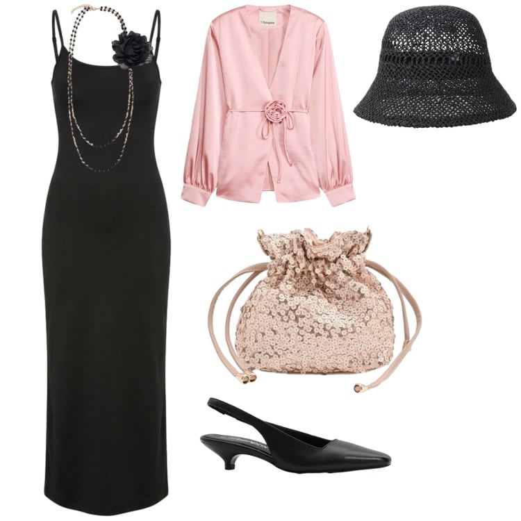 Outfit donna - Cerimonia un po\' retrò. per Cerimonia. Abbinamento con blazer, décolleté, vestiti lunghi, pochette, cappelli, collane.