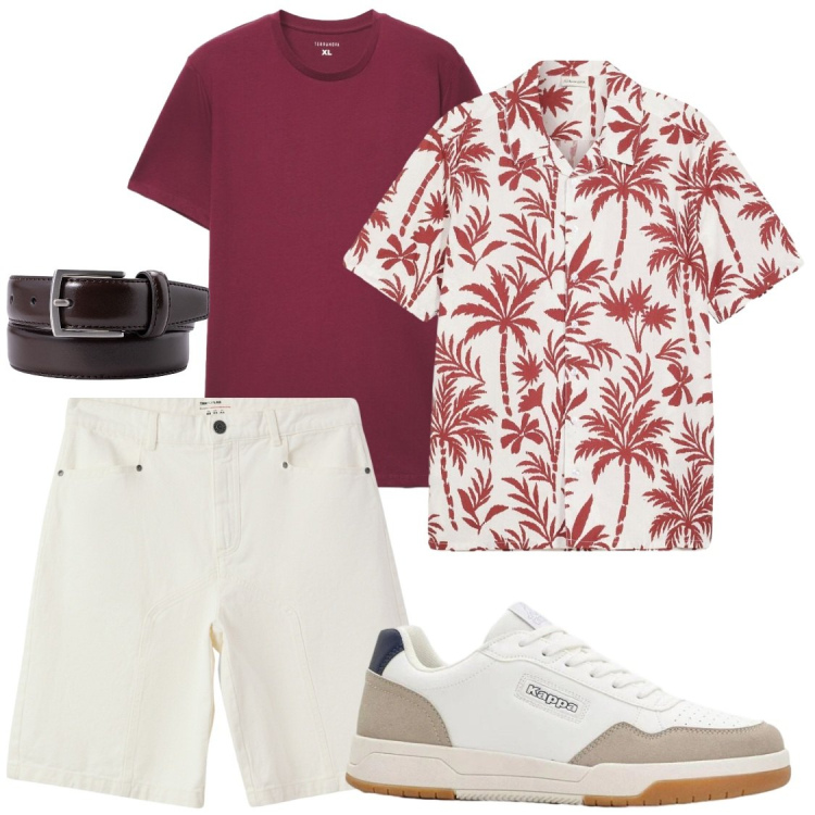 Outfit uomo - Estate. Stile Casual per Tutti i giorni. Abbinamento con sneakers, camicie a manica corta, bermuda, t-shirt, cinture.