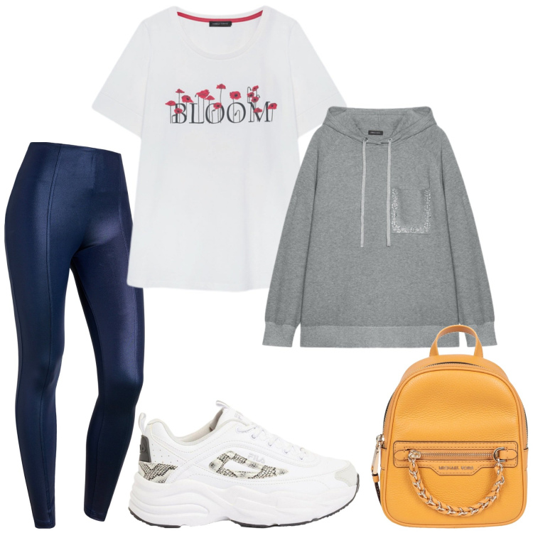 Outfit donna - Total look #2407439. Stile Sporty chic per Sport. Abbinamento con zaini, sneakers, pantaloni skinny, felpe, t-shirt.