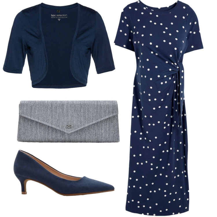 Outfit donna - Total look #2407532. Stile Chic per Cerimonia. Abbinamento con bolero, décolleté, vestiti lunghi, pochette.