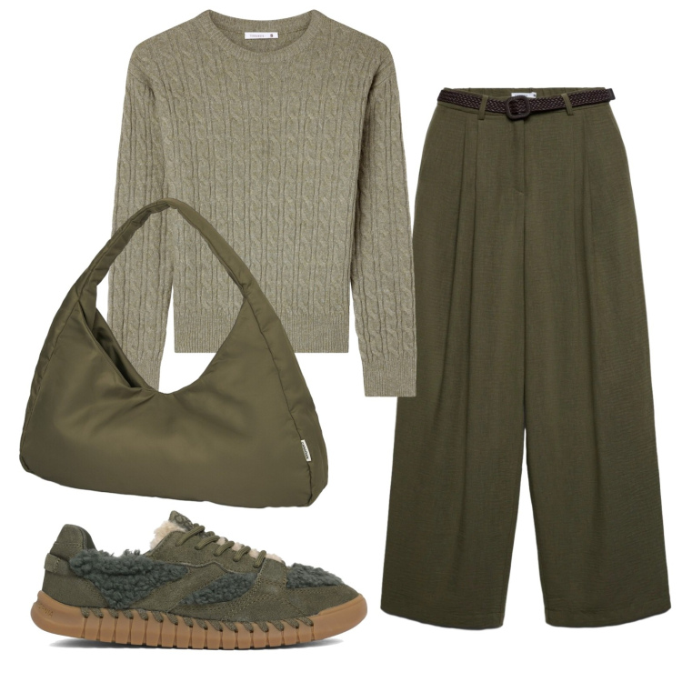 Outfit donna - Total look #2407567. Stile Basic per Ufficio. Abbinamento con maglieria, pantaloni, borse a spalla, sneakers.