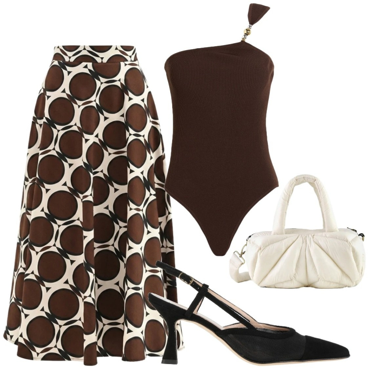 Outfit donna - Gonne lunghe. Stile Glamour per Serata fuori. Abbinamento con body, décolleté, gonne lunghe, borse a mano.