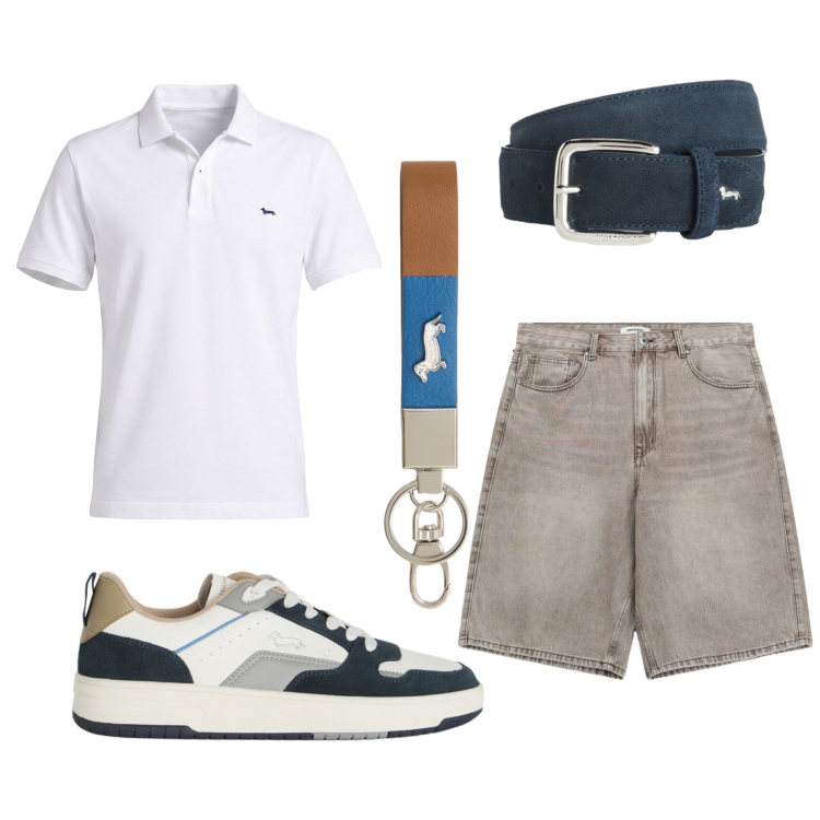 Outfit uomo - Total look #2407593. Abbinamento con bermuda, portachiavi, cinture, polo, sneakers.