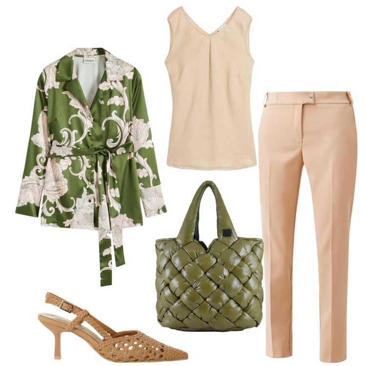 Outfit donna - Total look #2407614. Stile Chic per Ufficio. Abbinamento con bluse, canottiere, pantaloni, décolleté, borse tote.