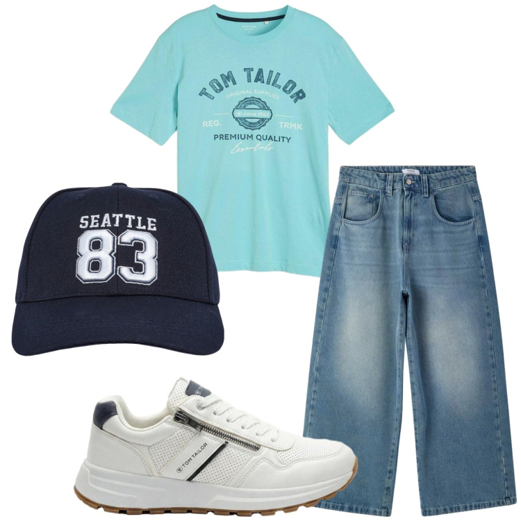 Outfit uomo - Total look #2407618. Stile Casual per Tutti i giorni. Abbinamento con sneakers, t-shirt, cappelli, jeans.
