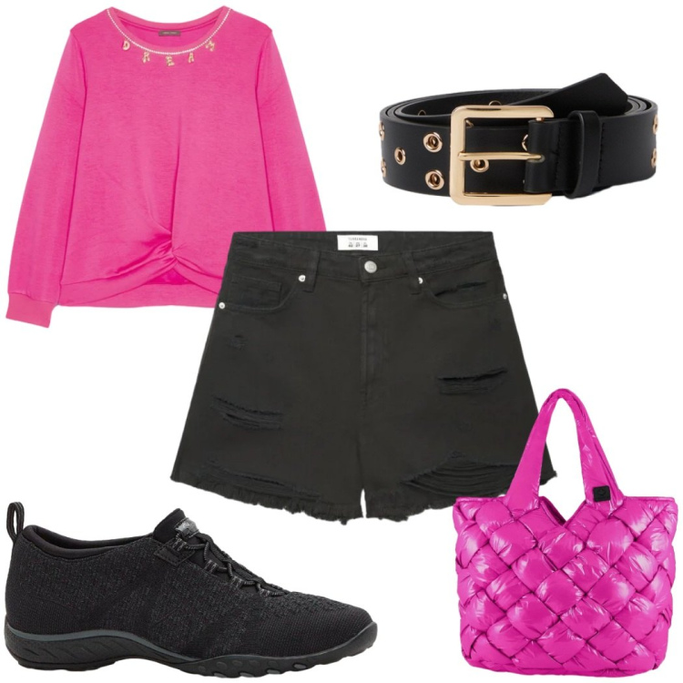 Outfit donna - Total look #2407730. Stile Basic per Tutti i giorni. Abbinamento con sneakers, shorts, cinture, felpe, borse tote.