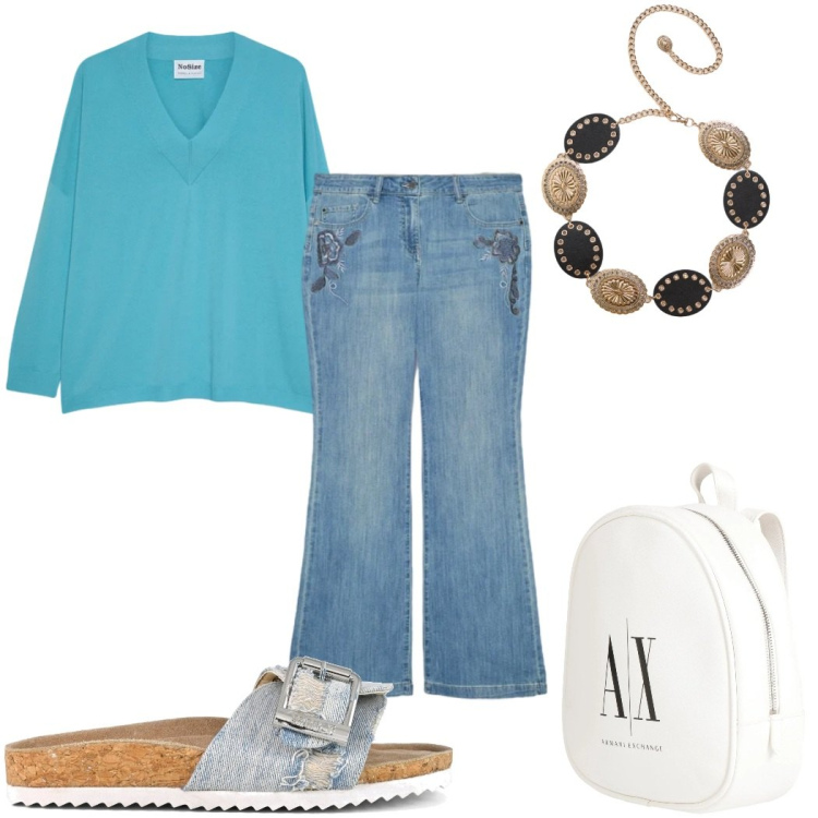 Outfit donna - Total look #2407734. Stile Casual per Tutti i giorni. Abbinamento con zaini, cinture, jeans, pullovers, sandali.